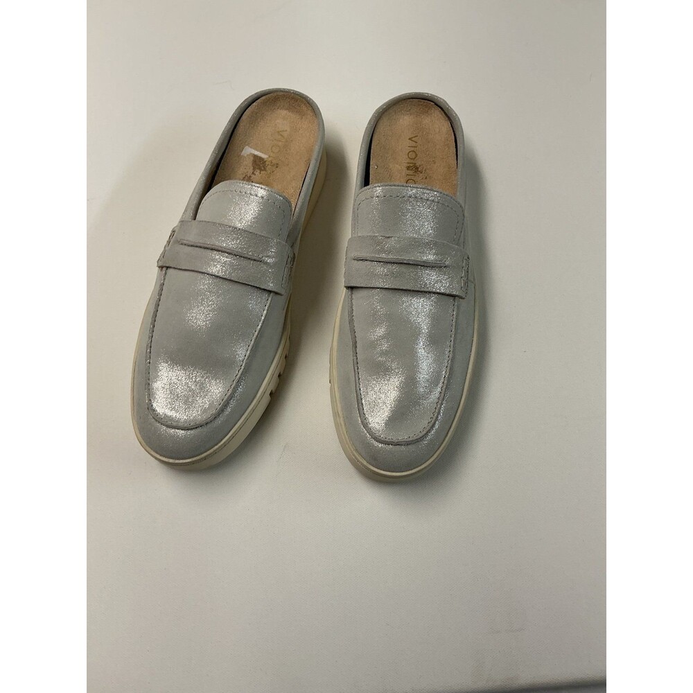 Vionic Women's Silver Metallic Slip-On Mules Loafers size 11